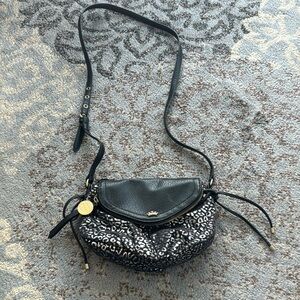 Juicy Couture Y2K Leopard Print Satchel Black Silver